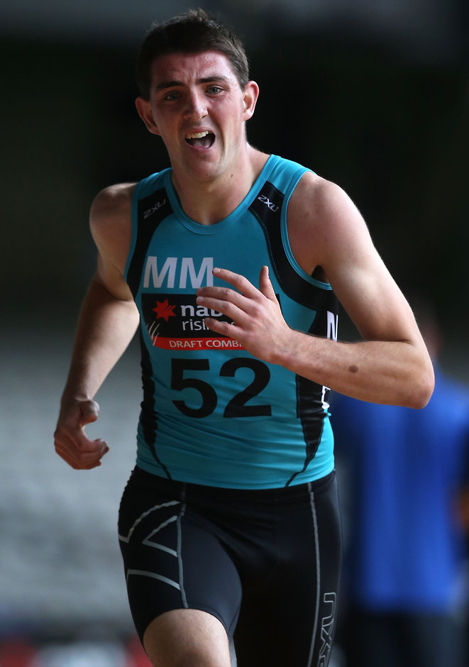 AFL 2015 Media - NAB AFL Draft Combine Day 2 MELBOURNE, AUSTRALIA - OCTOBER 10: Colin O'Riordan takes part in the beep test during day 2 of the 2015 NAB AFL Draft Combine at Etihad Stadium, Melbourne on October 10, 2015. (Photo: Adam Trafford/AFL Media)